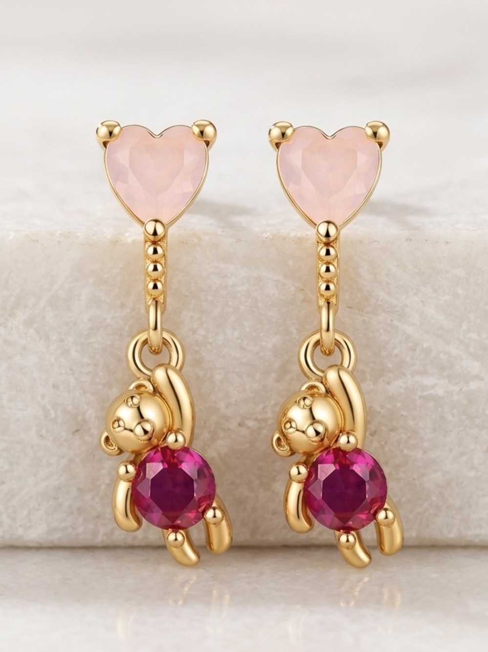 ⭐️FINAL PRICE #27 Sterling Silver Gold Plated Teddy Drop Stud Earrings